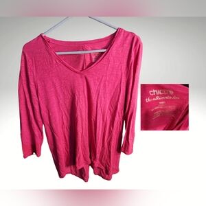Chico's 3/4 sleeve hot pink tee. Sz 1